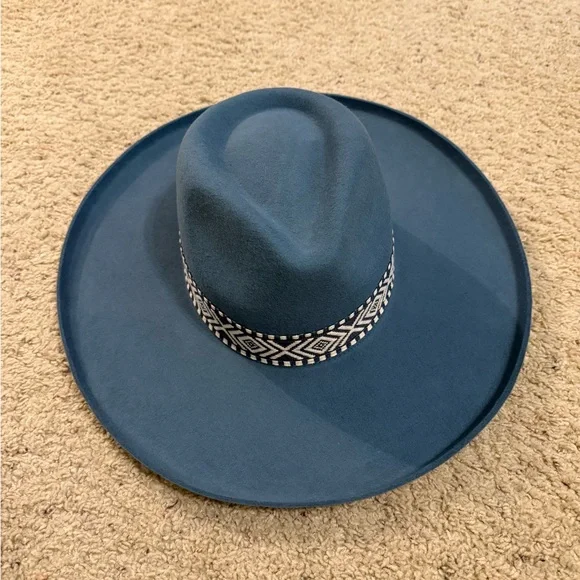 NWT Olive & Pique Wide Brim Fedora | Blue | Retail $98 Ari Wide Brim Fedora main image 4